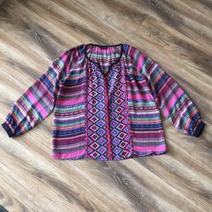 Tolani 100% Silk Southwest Print Blouse